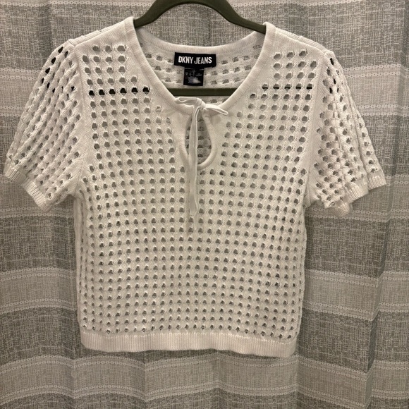 Dkny Tops - Women’s White DKNY Jeans Crochet Top Size L / Large, 100% Cotton